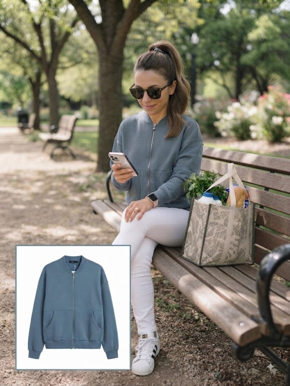 Trendy Queen- Women's Slate Gray-Blue Zip Front Jacket